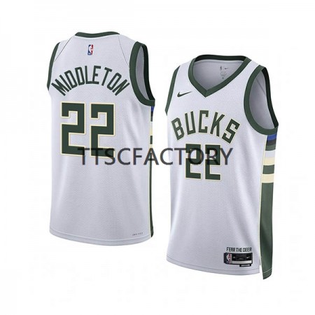 Canotte Uomo Milwaukee Bucks Khris Middleton 22 Nike 2022-23 Association Edition Bianco Swingman